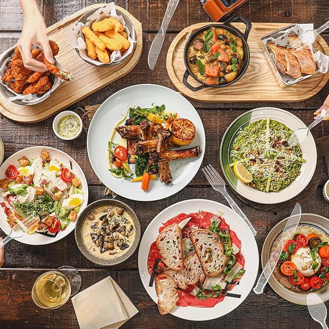 100 Count Plastic Silverware Heavy Duty 50Forks50Spoons | Shatterproof BPA-Free Disposable Cutlery Heat Resistant Disposable Plastic Utensils for Catering & Events, Party Supplies