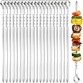 15.2" Kabob Skewers for Grilling, 40 Pack Metal BBQ Skewers - Reusable for Meat, Vegetable, Seafood & More