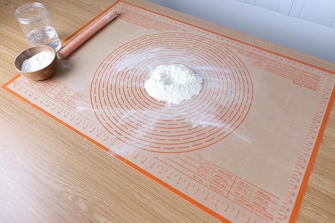 Silicone Pastry Mat 34'' By 26'' Extra Large Baking Mat with Measurements for Dough Rolling, Kneading Board, Kitchen Counter Mats, Perfect for Dough, Fondant, Pie Crust, Cookies, Bread, Pasta, Pizza