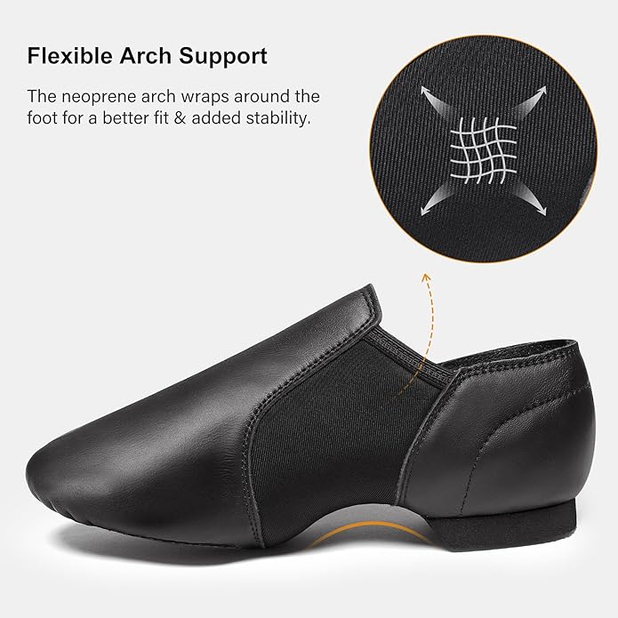 Stelle Jazz Shoes for Women Men Leather Upper Slip-on Dance Shoes Unisex