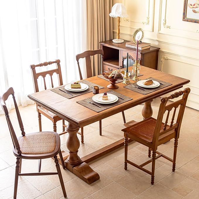 KXN Placemats Set of 6, Dual-Layer Thickened Faux Linen Table Mats, Heat Resistant & Wrinkle-Free, Machine Washable Cloth Place Mats for Kitchen Dining Indoor Outdoor (Burlap)