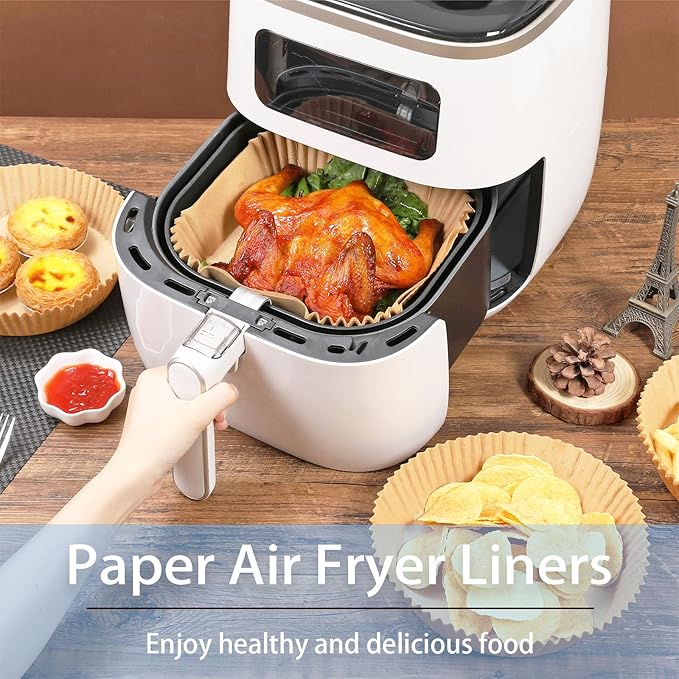 200PCS Air Fryer Paper Liners, Disposable Non-Stick Air Fryer Parchment Paper Fit 4-8QT Air fryer Basket Oil Resistant, Waterproof Baking Paper Roasting Microwave (Square,8 Inch)