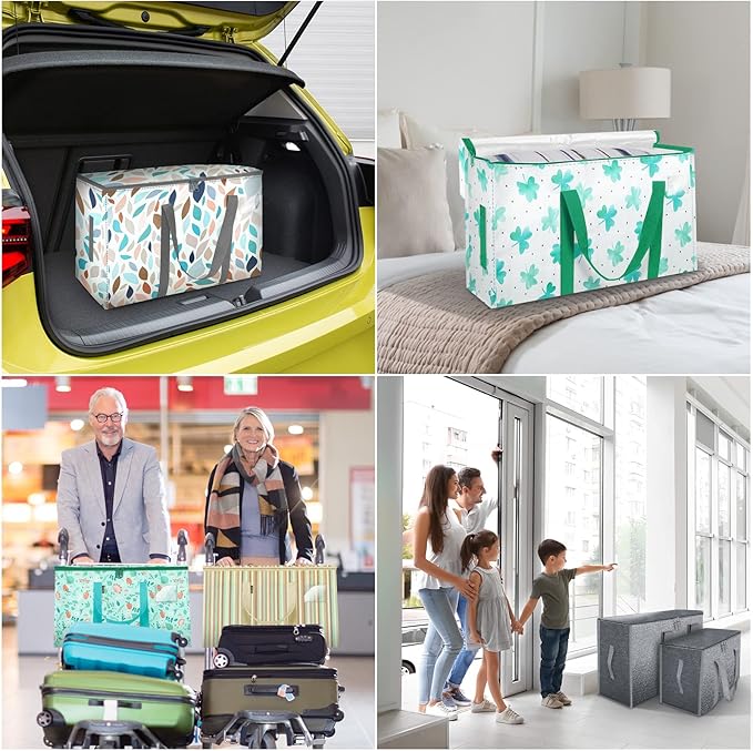 BALEINE 6-Pack Oversized Moving Bags with Reinforced Handles, Heavy-Duty Storage Tote for Clothes, Moving Supplies (Spring Stroll, 6-Pack)