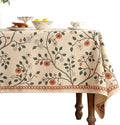 ISAENNE Designer Floral Small Square Tablecloth,French Linen Light Beige Indoor Table Cloth,Fall Wrinkle Resistant Decor Tablecloths for Dining Thanksgiving Kitchen Party,55"*55"-Flora A