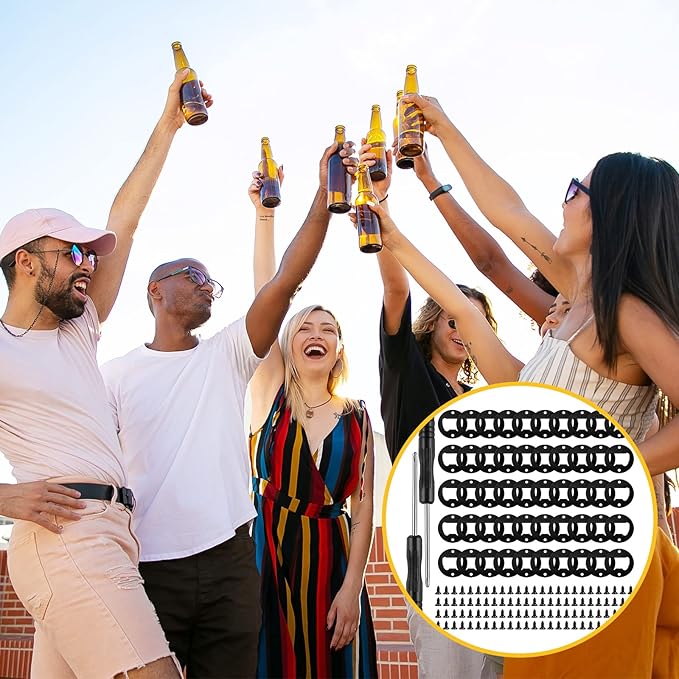 50 Set DIY Bottle Opener Kit - Stainless Steel Metal Opener Inserts for Wood (Black)