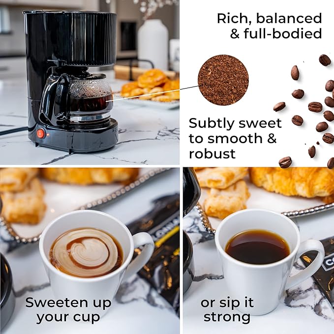 Colonial Coffee Roasters In-Room Hotel Ground Coffee Filter Portion Packs, Dark Roast, 0.50 Ounce (Pack of 50), Use with 4-Cup Drip Coffee Machine