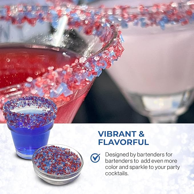 Snowy River Americas, Cocktail & Margarita Sugar Rimmer - Vibrant Naturally Colored Sugar for Cocktail Rimming, Baking & Decorating, Medium Crystal - 8oz