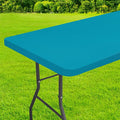 homing Rectangle Table Cloth Cover, Waterproof Polyester Elastic Fitted Tablecloth, Fits for 4 Foot Folding Tables, Washable Table Protector for Picnic, Camping, Outdoor (Teal, 24" x 48")
