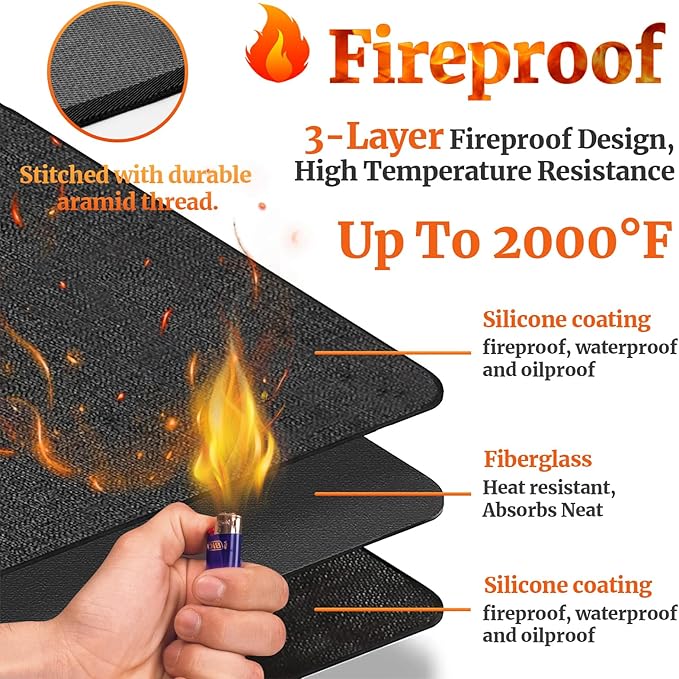 42" Round Fire Pit Mat for Solo Stove Bonfire/Under Grill Mat for Outdoor Pit Fireproof Waterproof Oil-Proof, 4 Layers Fireproof Mat Fireplace Mats Grill Pads Solo Stove Mat Deck Patio Grass Smoker