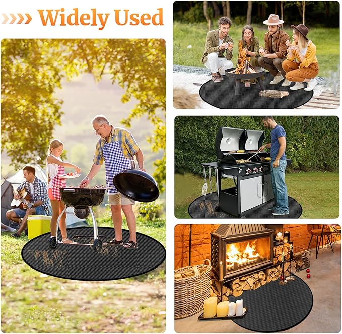 30" Round Fire Pit Mat for Solo Stove Bonfire/Under Grill Mat for Outdoor Grill Fireproof Waterproof Oil-Proof, 4 Layers Fireplace Mat BBQ Mat Portable Solo Stove Mat for Deck Patio Grass Smoker