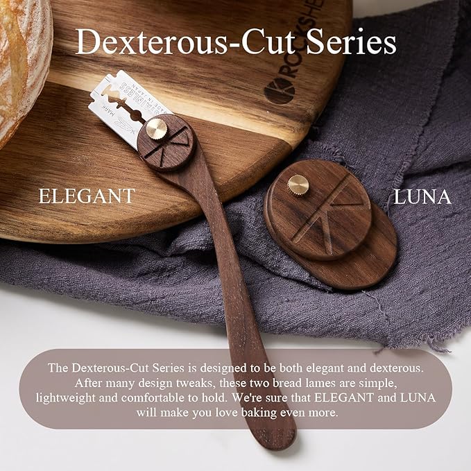 Bread Lame Dough Scoring Tool with 5 Feather Blades, Sourdough Scoring Tool with Storage Box, Scoring Knife for Bread Baking, Dexterous-Cut Series Lame Bread Tool (LUNA)