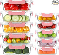 BAYZZ 10 Pack Glass Meal Prep Containers, Glass Food Storage Containers with Lids, Airtight Lunch Box, Freezer,Oven,Microwave and Dishwasher Safe,Pink