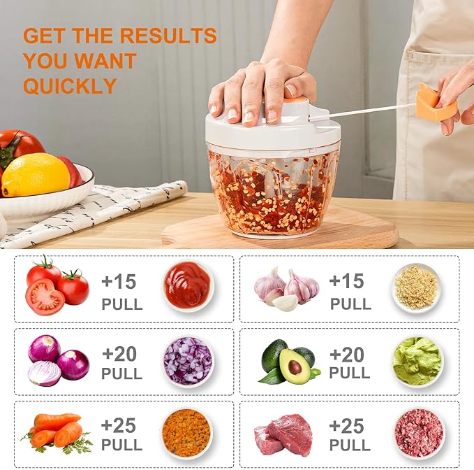 Manual Food Processor Vegetable Chopper (White, 650ML)