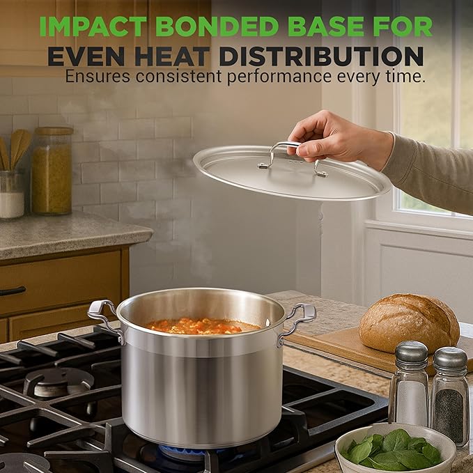 NutriChef 8 Qt Heavy-Duty Stockpot with Stainless Steel Lid - Induction Compatible Cooking Pot, Ideal for Soups and Stews