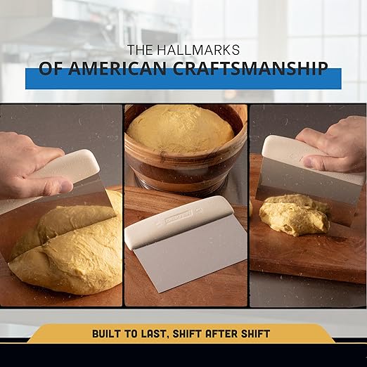 Dexter Russell S196PCP Sani-Safe 19783 Dough Cutter/Scraper, 6" x 3" Stainless Steel Blade with Textured White Polypropylene Handle, NSF Certified Professional Baking Tool and Bench Scraper, USA Made