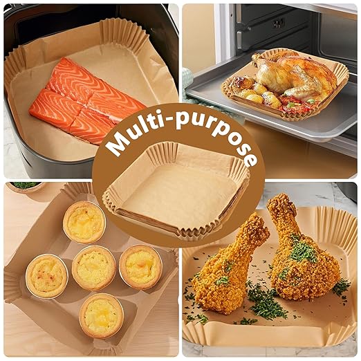 150 Pack 8.5 Inch Air Fryer Liners, Parchment Paper Sheets for Air Fryer Basket, Non-Stick, Disposable, Unbleached, Heat Resistant, Fits 5-8QT Air Fryers, Oil-Free & Healthy Cooking(Bottom size: 7in)