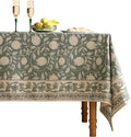 ISAENNE Designer Grayish Green Linen Square Tablecloth,Floral Elegant Stain Resistant Table Cloth,Fall Vintage Decor Tablecloths for Dining Thanksgiving Kitchen Tea Party,67"*67"-Andrew A
