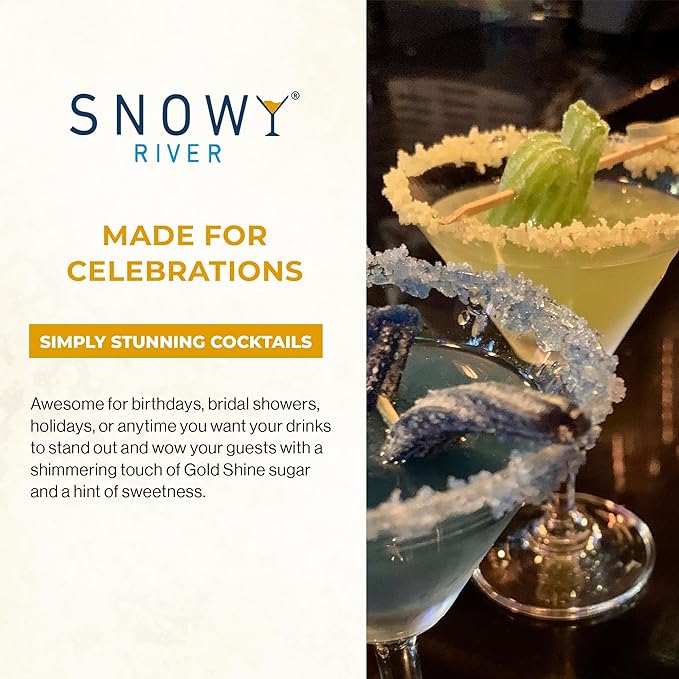 Snowy River Gold, Cocktail & Margarita Sugar Rimmer - Vibrant Color Glass Rimming Sugar with Medium Crystal Texture - 80oz
