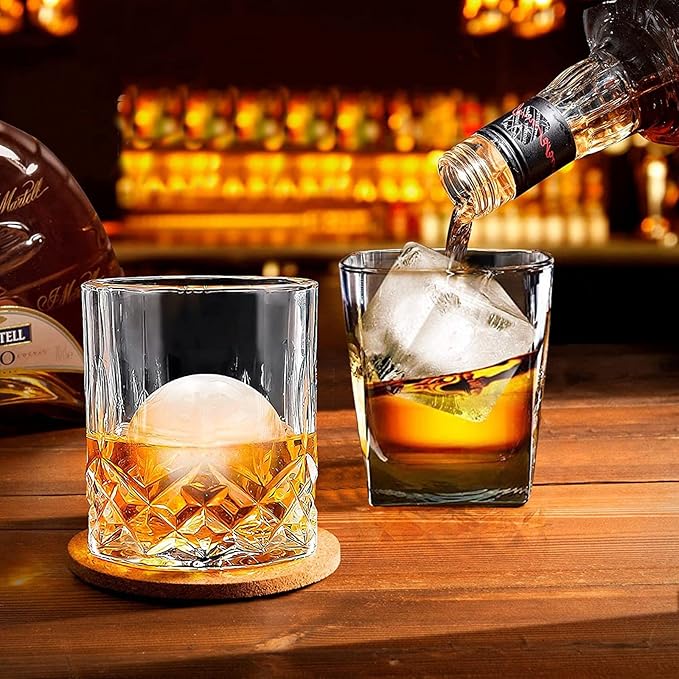 Nax Caki Ice Cube Molds Tray, Large Silicone Whiskey Ice Mold,2-in-1 Round Sphere Ice Ball Maker & Square Ice Trays for Cocktails, Bourbon, Whiskey Gifts for Men from Daughter Wife Son Kids… Black
