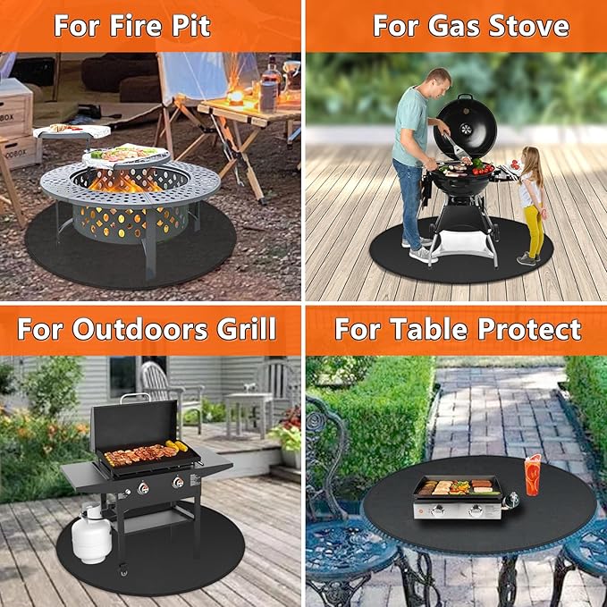 Round Fire Pit Mats for Under Fire Pit Compatible with Solo Stove, Accessories Compatible with Solo Stove , 3-Layer Fireproof Esay to Clean Grill Mats for Outdoor Grill to Protect the Deck, 39in