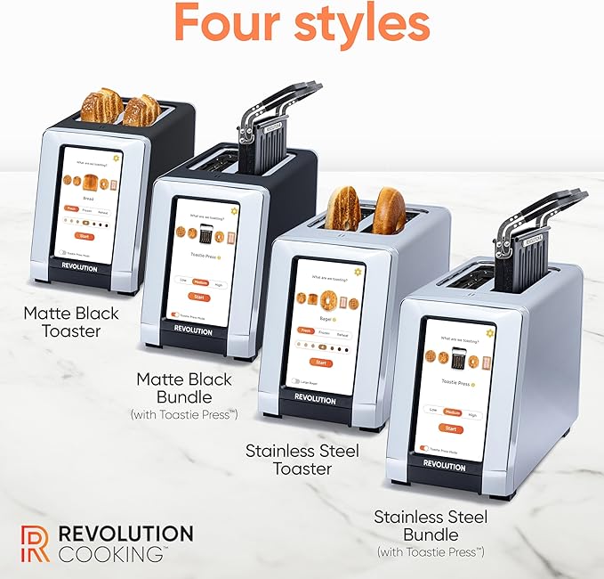 Revolution R180 Connect Touchscreen Smart Toaster with High-Speed InstaGLO Technology – Choose from 6 Bread Types, 7 Browning Levels, & Toastie Press Mode (Stainless Steel, 2-Slice)