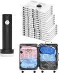 SUOCO Travel Vacuum Bags for Luggage with Portable Electric Pump, 15 Combo (5L/5M/5S) Packing Seal Bags for Clothing Suitcase Backpack, Space Saver Compression Clothes Storage Bags