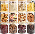 17oz Glass Food Storage Jars, Glass Jars with Bamboo Lids, Kitchen Storage Jars, Set of 12, Canisters with Airtight Lids for Spice, Coffee, Cookie, Pantry Organizers