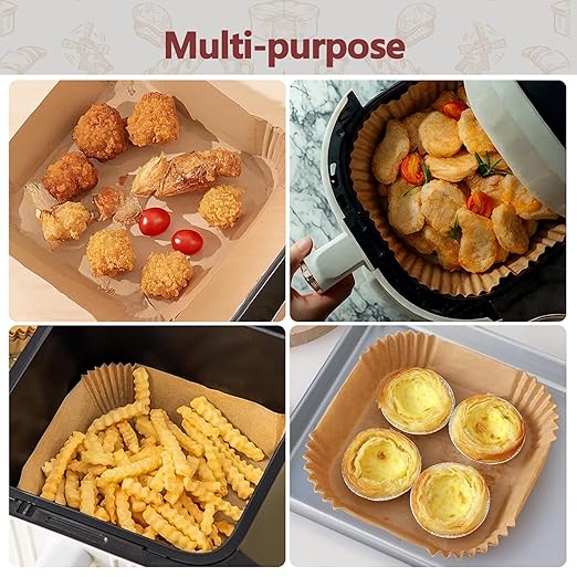 9 Inch Air Fryer Liners, 200 Pack Parchment Paper Sheets for Ninja Air Fryer, Non-Stick, Disposable, Unbleached, Heat Resistant, Fits 5-8 QT Air Fryers, Oil-Free & Healthy Cooking