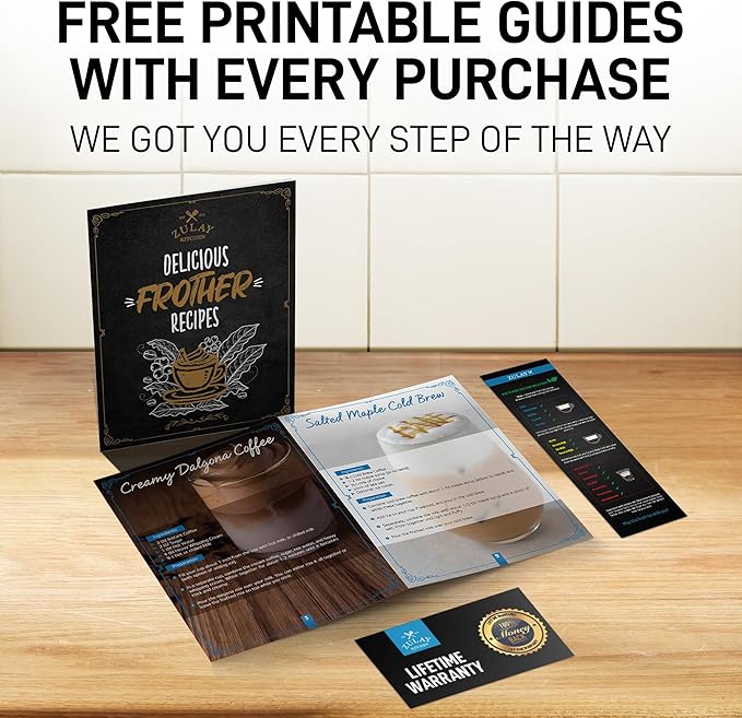 Zulay Kitchen Milk Frother with Patented Tornado Triple Whisk – Handheld Foam Maker for Coffee, Lattes, Matcha & Hot Chocolate – Rich, Creamy Froth in Seconds