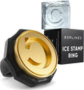 Berlinzo Ice Stamp Ring for Cube & Sphere - Custom Cubes for Whiskey, Mojito Cocktails - C Letter Shaped Brass Stamp With 3mm Depth - Black