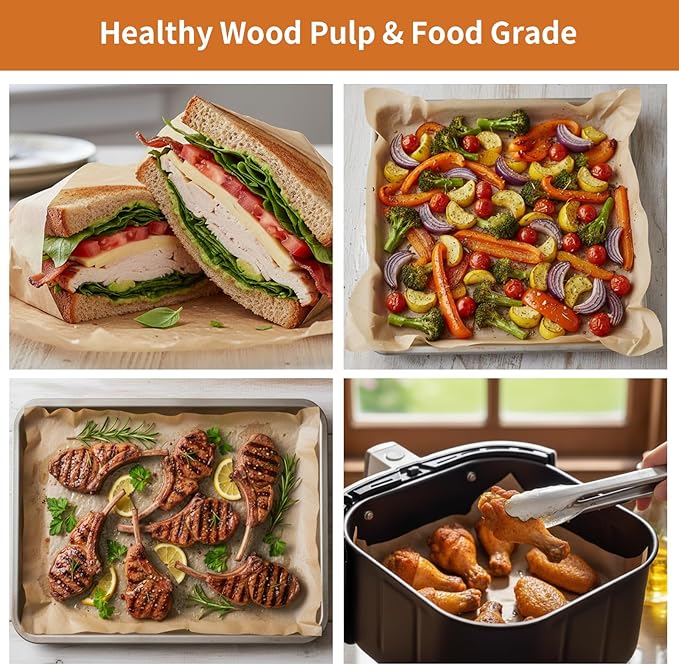 MakMeFre Parchment Paper Baking Sheets 200 PCS 9"x13" Pre Cut Non-Stick Baking Tray Mat,Oil Resistant and Waterproof Baking Paper,Fit for Food Baking,Cooking,Grilling,Air Fryer and Steaming