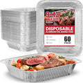 Aluminum Pans Half Size, 9x13, Heavy Duty Disposable Foil Pans for Baking, Roasting, Cooking, Heating, Storing, Deep Tin Foil Bakeware for Oven, Steam Table Tray, Cookware, Food Prepping (60 Pack)