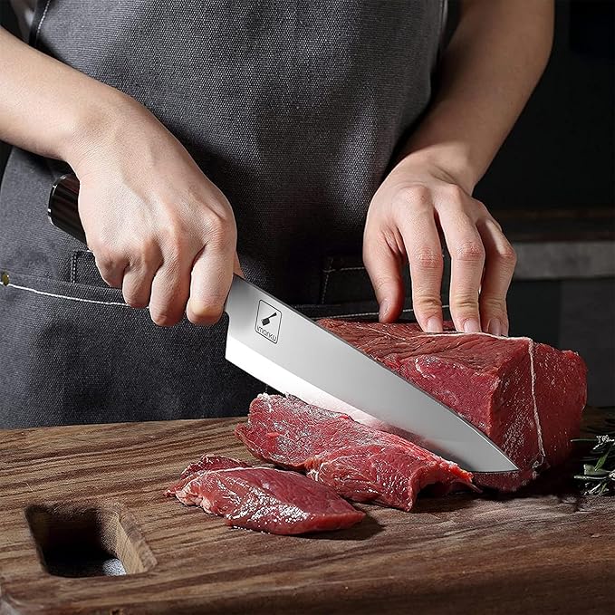 imarku Chef Knife 8-Inch Pro Japanese Kitchen Knife 7Cr17MoV High-Carbon Stainless Steel Paring Knife Ergonomic Handle Rasor Sharp Single-Bevel Edge Chrisymas and Thanksgiving Gift for Women and Men