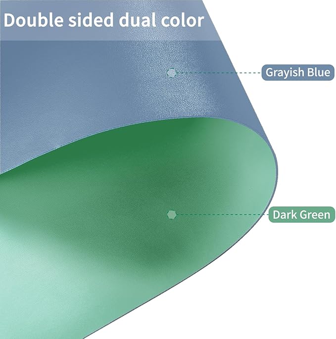 Leather Table Cover,1.8mm Thick,36x60 Inch Table Protector,Table Protector for Dining Room Table,Dining Table Cover,Table Cover Protector(Grayish Blue+Dark Green,36x60)