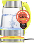 Speed-Boil Water Electric Kettle, 1.7L 1500W, Coffee & Tea Kettle Borosilicate Glass, Water Boiler, Auto Shut-Off, Cool Touch Handle, Base Detachable, LED. 360° Rotation, Boil Dry Protection