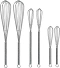Mini Wire Whisk 6 Pack - 2pk of 8”, 2pk of 7.2” and 2pk of 5” - Stainless Steel