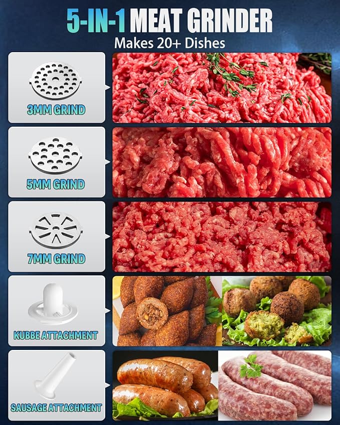 5.0 Upgrade Electric Meat Grinder【NO.1 Germany 3500W Super Motor】【SGS Certified SUS304 Blade & Plate】3-Second Fast Meat Grinding, Perfect For Meat Grinders For Home Use (SILVER)