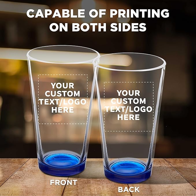 Custom Libbey Pint Glass 16 oz. Set of 10, Personalized Bulk Pack - Beer Glasses, Heavy Duty Drinkware - Blue