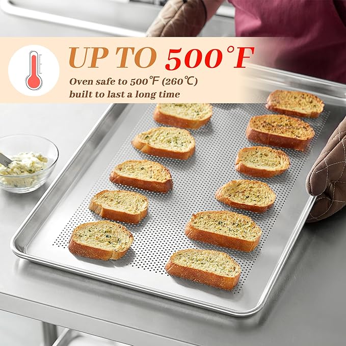 12 Pack Full Size Baking Sheet Pans Perforated, Aluminum Commercial Cookie Sheets Non-Stick, 26"x18"