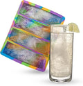 Host Ice Cube Tray, Makes Four 5-Inch Long Cubes, Durable Silicone Trays with Easy Release Design, Perfect for Water Bottles and Highball Glasses, Home Bar Accessories, Set of 1, Colored Marble