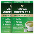 VitaCup Green Tea Pods, Enhance Energy & Detox with Matcha, Moringa, B Vitamins, D3, Keto, Paleo, Vegan, Recyclable Single Serve Pod, Compatible with Keurig K-Cup Brewers,32 Ct