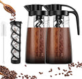 Cold Brew Coffee Maker, 70 oz (2100 ml) BPA Free Tritan Pitcher, Iced Coffee Maker and Tea Brewer, 100% Leak-Proof, Easy to Clean Reusable Mesh Filter, Black (2 Pack)