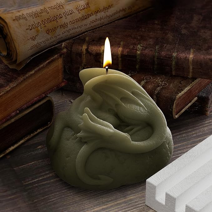 Flying Stone Dragon Animal Cylinder Candle & Resin Mold - Resin Casting Silicone Molds for Home Decor & Candle Making Wave Spiral Mold