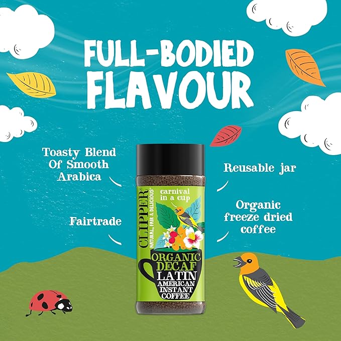 Clipper Coffee, Latin American Arabica, Organic Decaf Instant Coffee, Medium Roasted, Freeze Dried, Ethically Sourced, 6 Pack, 3.53oz