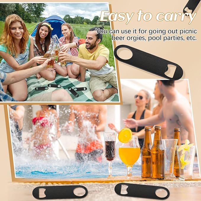 30 Pcs Flat Bottle Opener 4.9x 1.18 inches Black Stainless Steel Beer bottle Openers Heavy Duty Bar Blade Solid Bottle Cap Opener Funny Bartender Bottle Opener for Restaurant Party Supplies