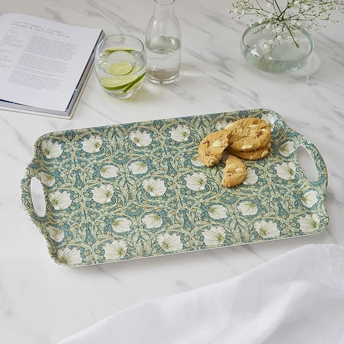 Pimpernel Morris & Co Privat Melamine Tray with Handles - Pastel Floral Serving Tray for Entertaining, Garden Dining, Afternoon Tea Display - Lightweight & Durable 19 x 12 Inch Serveware