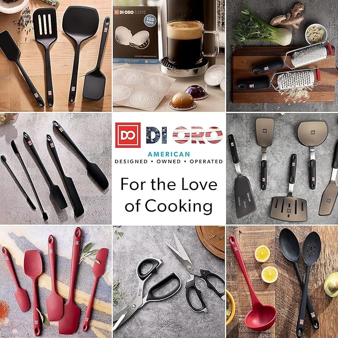 New DI ORO Silicone Turner Spatula Set - Kitchen Spatulas for Nonstick Cookware - Cooking Utensils for Flipping Eggs & Pancakes - 600°F Heat-Resistant BPA Free Turners - Dishwasher Safe (4pc, Sage)
