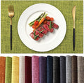 KXN Placemats Set of 4, Dual-Layer Thickened Faux Linen Table Mats, Heat Resistant & Wrinkle-Free, Machine Washable Cloth Place Mats for Kitchen Dining Indoor Outdoor (Green)