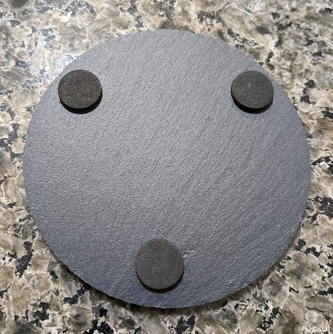 Coast in Style: Rustic Slate Coasters with Motorcycle Design - Round Slate - Set of 5