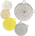 UKJENT Trivets for Hot Dishes - 5 Pcs Cotton Trivet Mats, Heat Resistant Hot Pads Pot Holders Set for Hot Pots & Pans, Kitchen Counter Farmhouse Table New Home Decor Essentials(7" & 9" & 12")